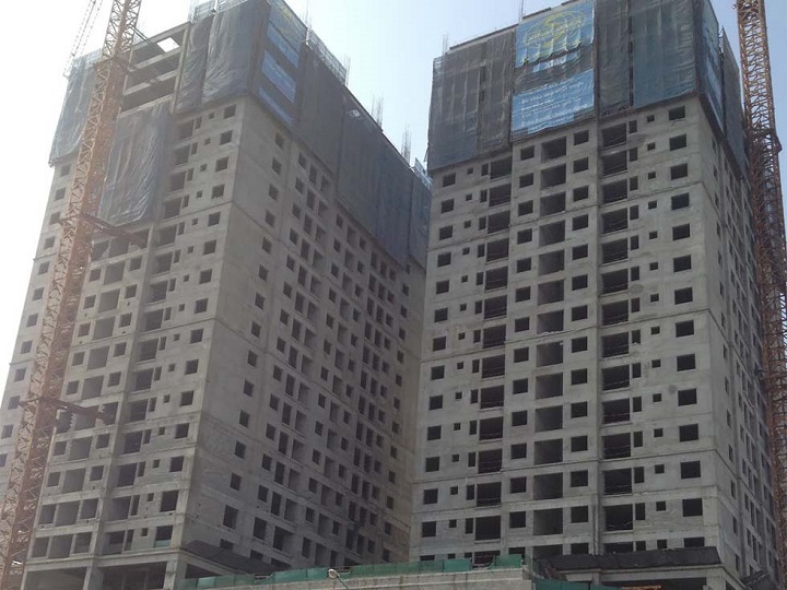 Tòa nhà chung cư cao tầng đang được xây dựng bằng gạch không nung công nghệ sản xuất DmCline