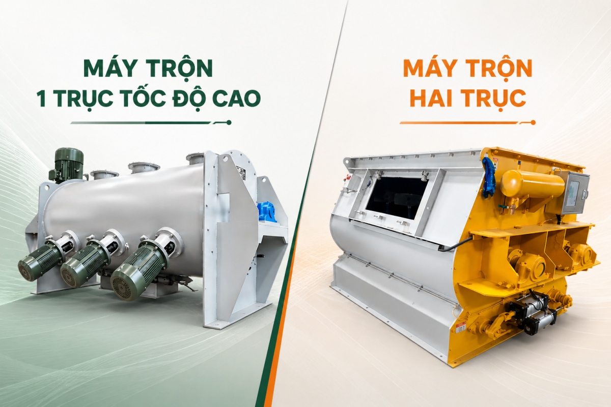 Máy trộn một trục và máy trộn hai trục
