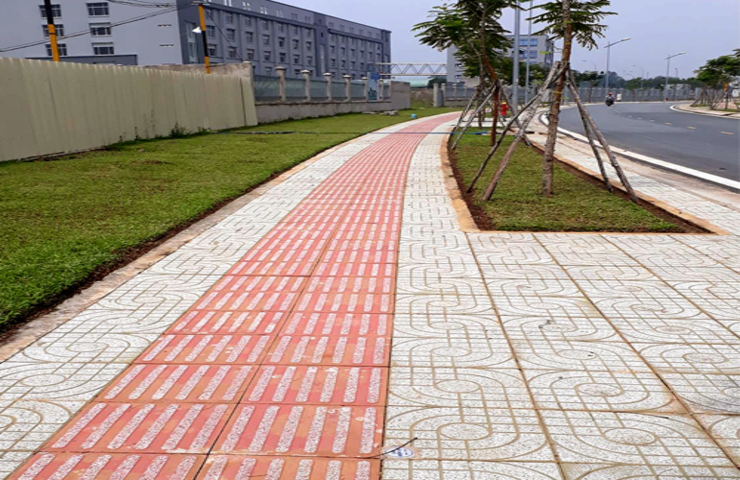 Terrazzo tiles use for paving sidewalk